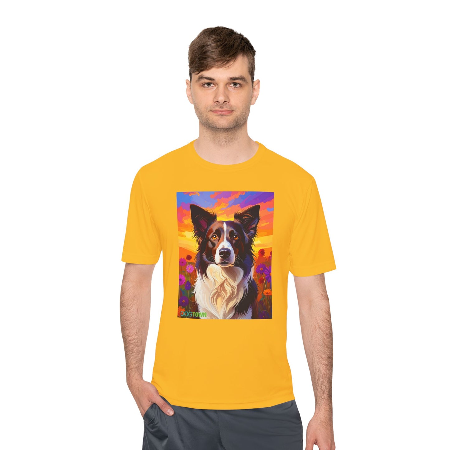 Pup Art Canvas Unisex Moisture Wicking Tee (Border Collie)