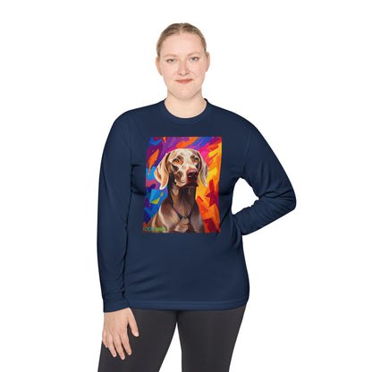 Pup Art Canvas Sport Long Sleeve Tee (Weimaraner)