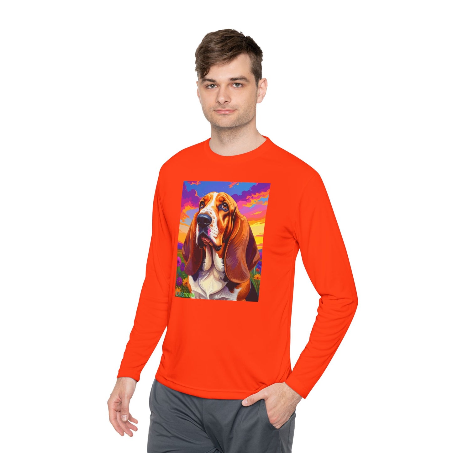 Pup Art Canvas Sport Long Sleeve Tee (Basset Hound)