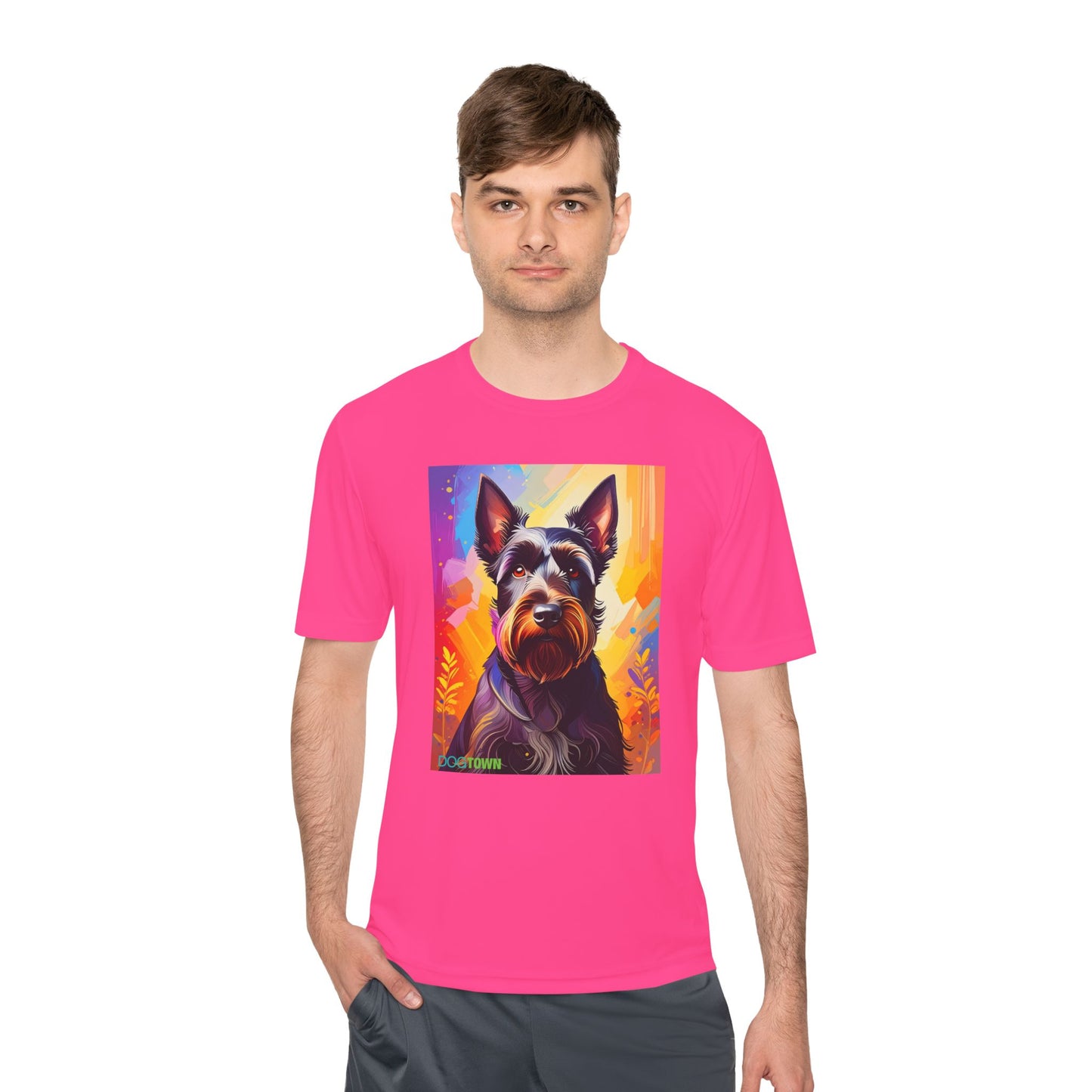 Pup Art Canvas Unisex Moisture Wicking Tee (Scottish Terrier)