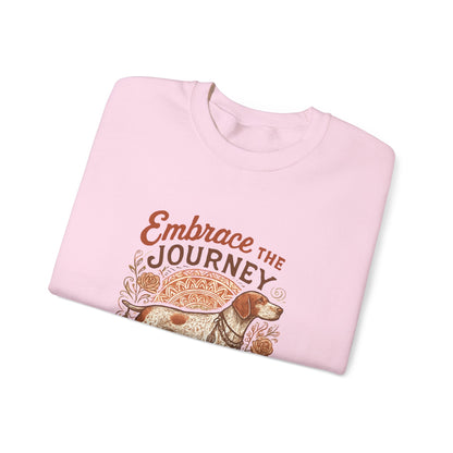 Dogtown Boho Revival "Embrace the Journey" Unisex Heavy Blend™ Crewneck Sweatshirt (German Shorthaired Pointer)
