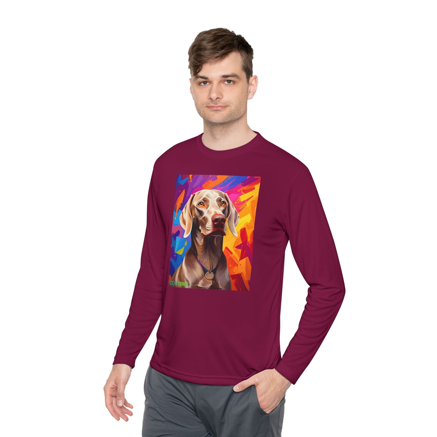 Pup Art Canvas Sport Long Sleeve Tee (Weimaraner)
