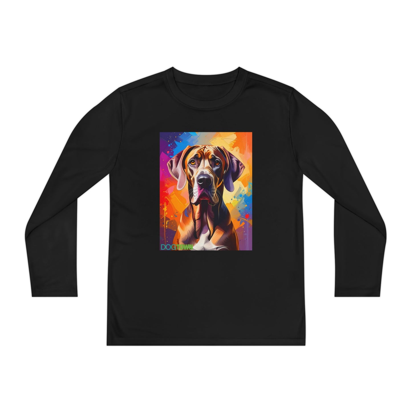 Pup Art Canvas - Kid's Sport Long Sleeve Tee (Great Dane)