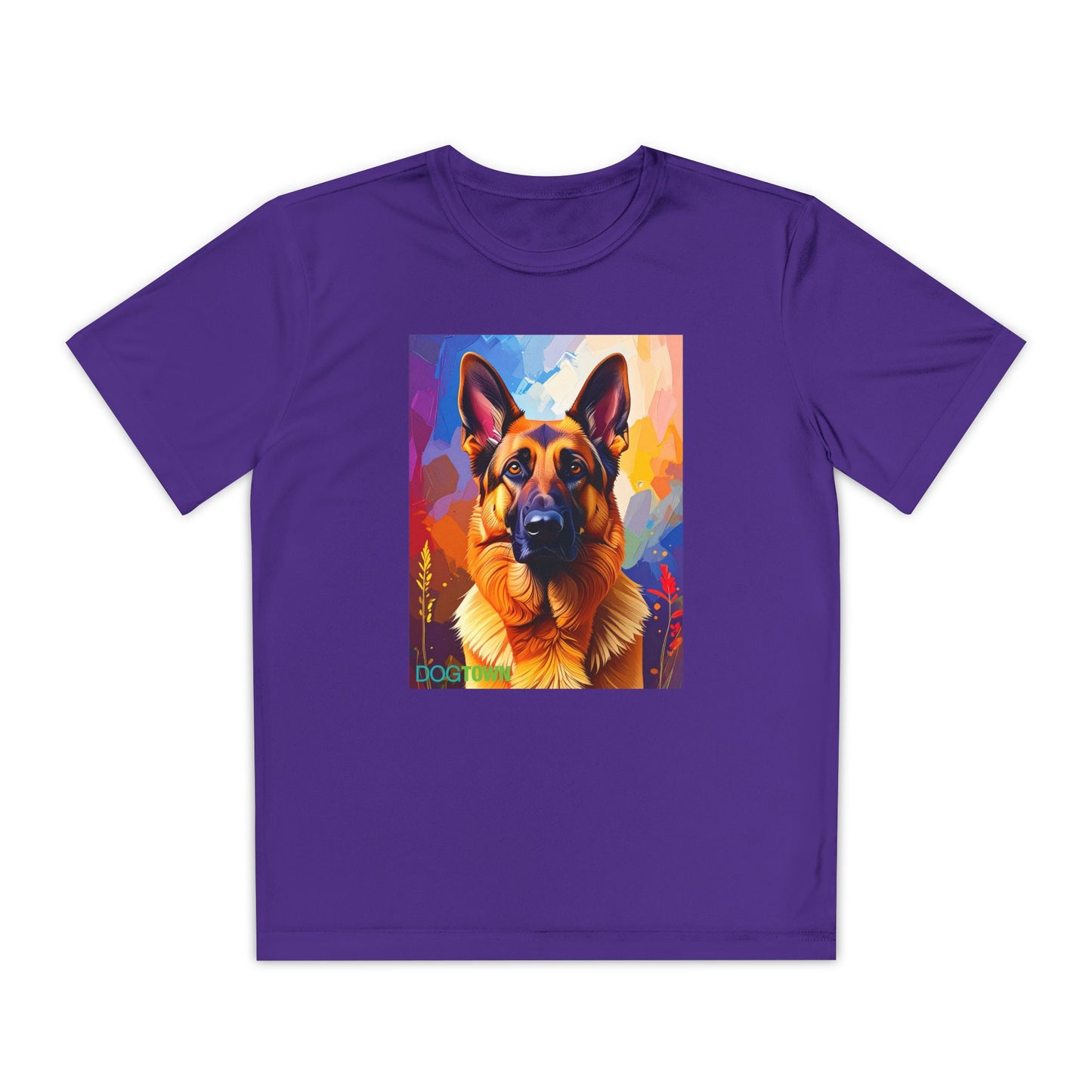Pup Art Canvas - Kid's Sport Short Sleeve Tee (German Shepherd)