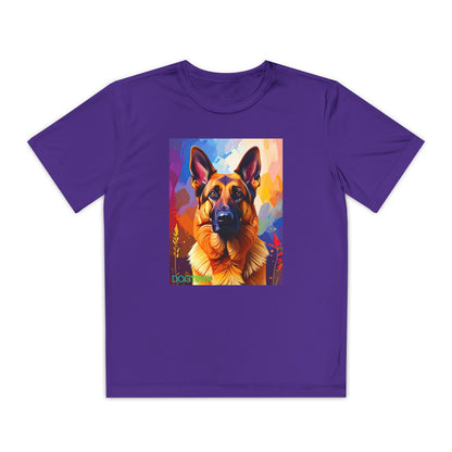 Pup Art Canvas - Kid's Sport Short Sleeve Tee (German Shepherd)