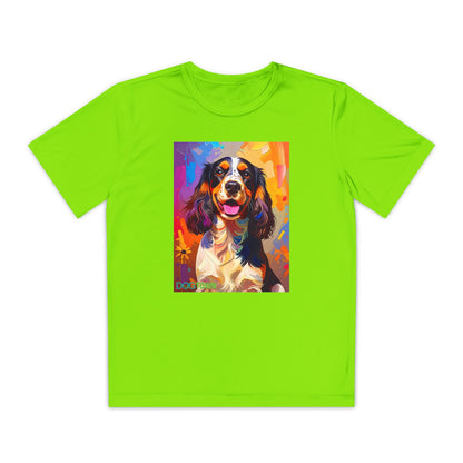 Pup Art Canvas - Kid's Sport Short Sleeve Tee (English Springer Spaniel)