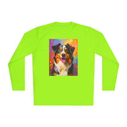 Pup Art Canvas Sport Long Sleeve Tee (Australian Shepherd)