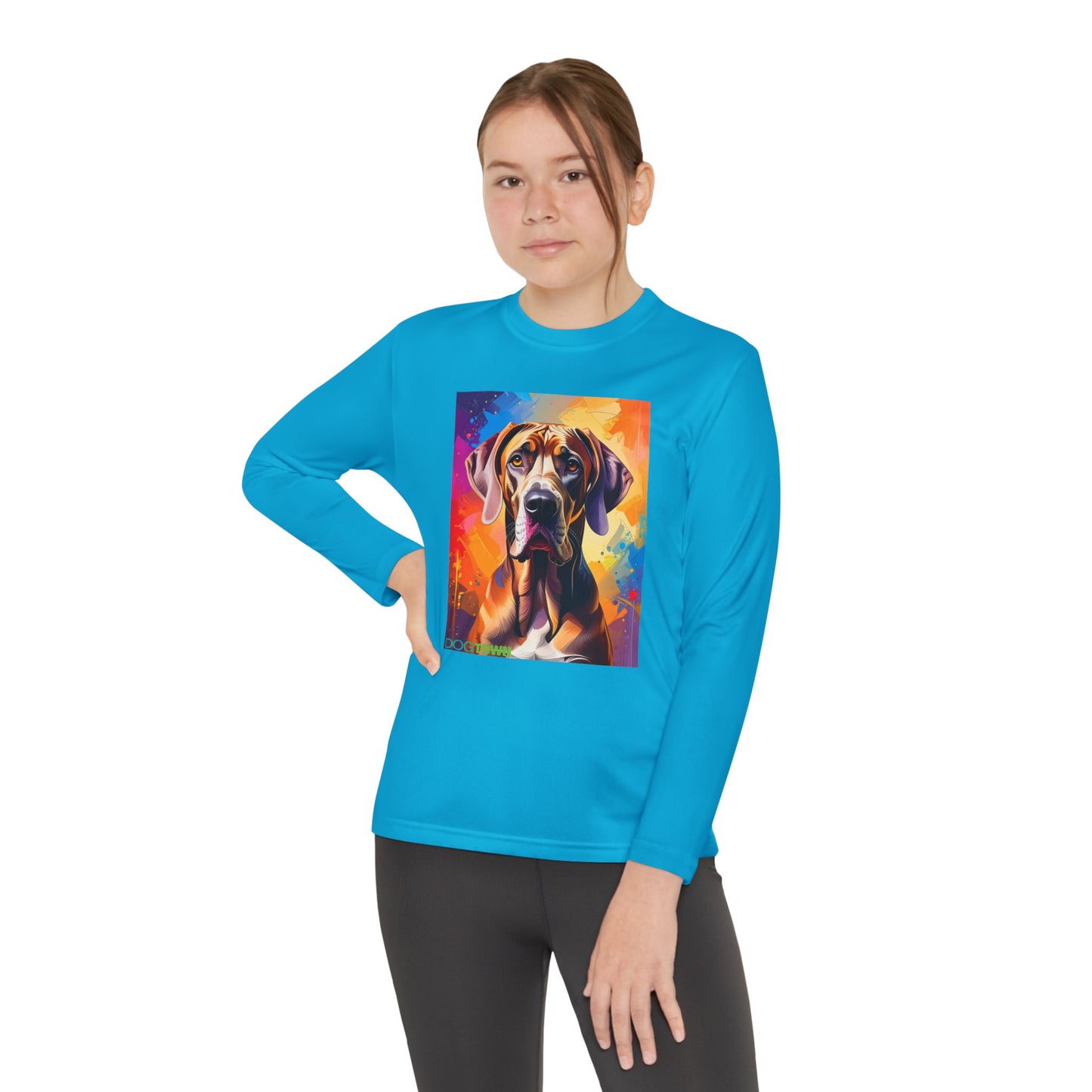Pup Art Canvas - Kid's Sport Long Sleeve Tee (Great Dane)