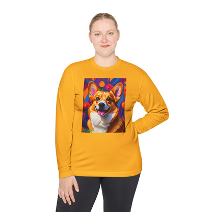 Pup Art Canvas Sport Long Sleeve Tee (Corgi)