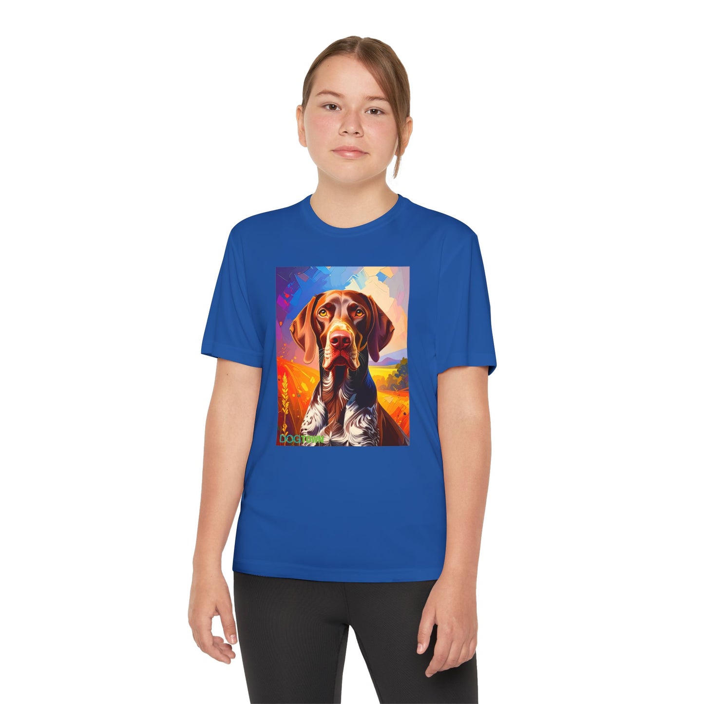 Pup Art Canvas - Kid's Sport Short Sleeve Tee (German Shorthaired Pointer)