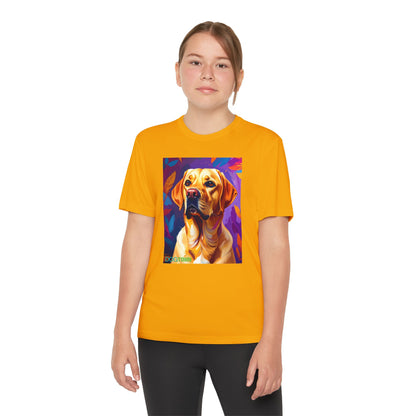 Pup Art Canvas - Kid's Sport Short Sleeve Tee (Yellow Lab)