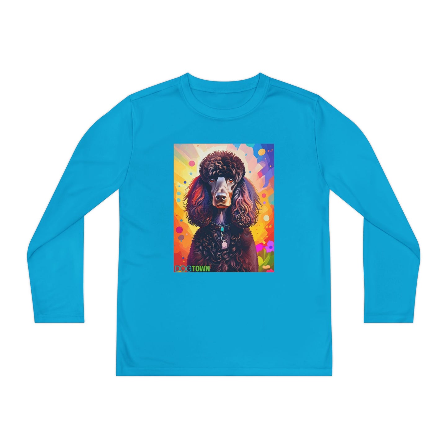 Pup Art Canvas - Kid's Sport Long Sleeve Tee (Standard Poodle)