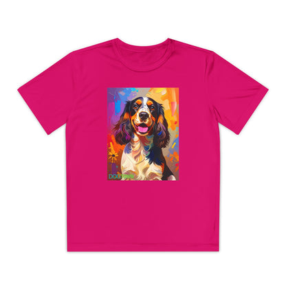 Pup Art Canvas - Kid's Sport Short Sleeve Tee (English Springer Spaniel)
