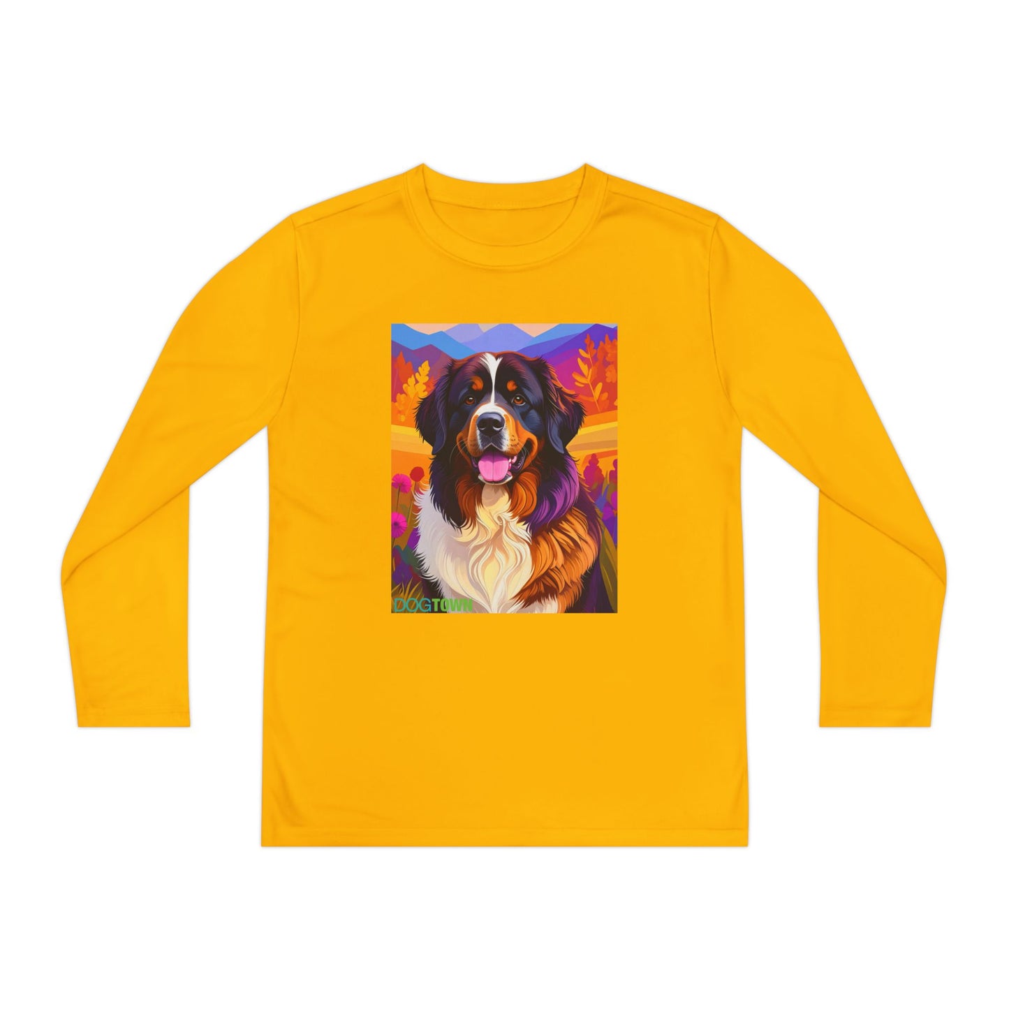 Pup Art Canvas - Kid's Sport Long Sleeve Tee (Bernese Mountain Dog)