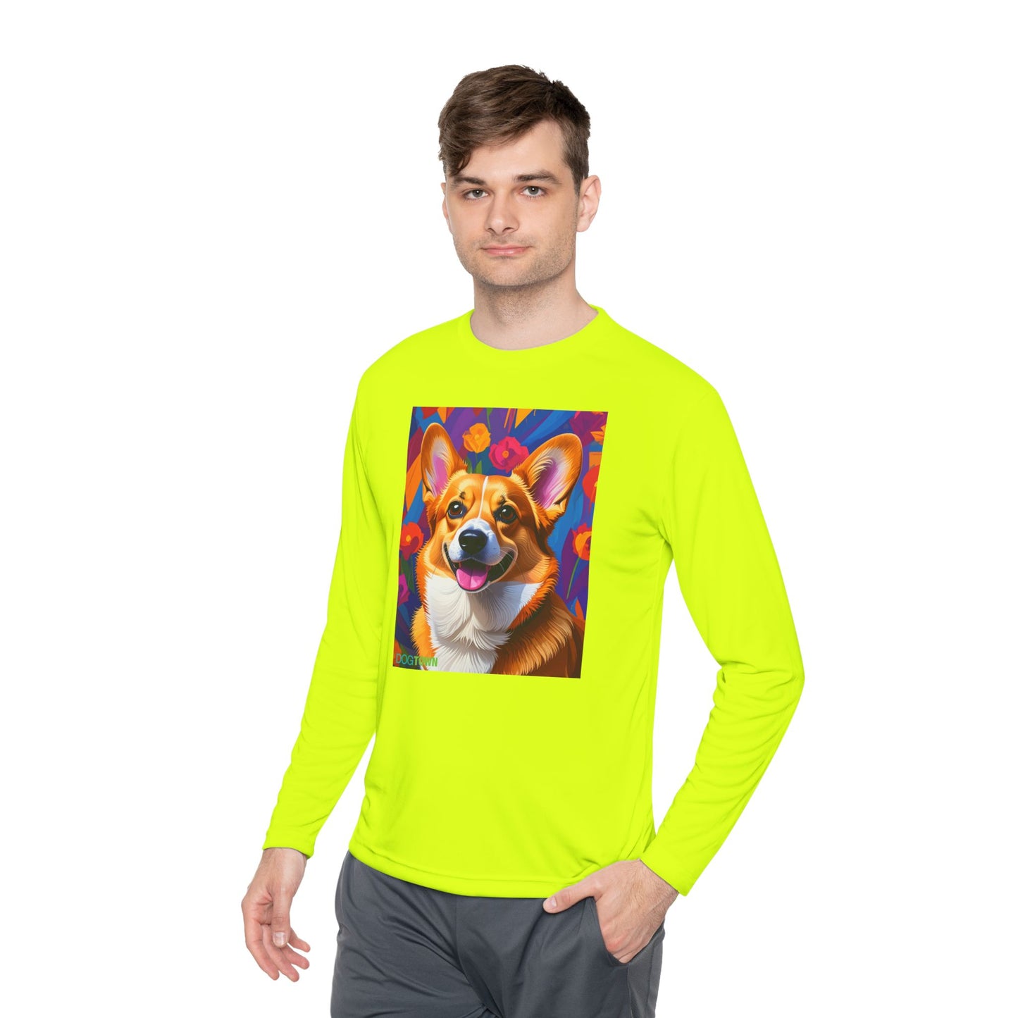 Pup Art Canvas Sport Long Sleeve Tee (Corgi)