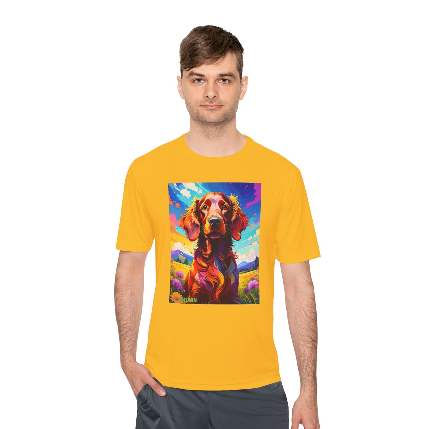 Pup Art Canvas Unisex Moisture Wicking Tee (Irish Setter)