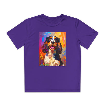 Pup Art Canvas - Kid's Sport Short Sleeve Tee (English Springer Spaniel)