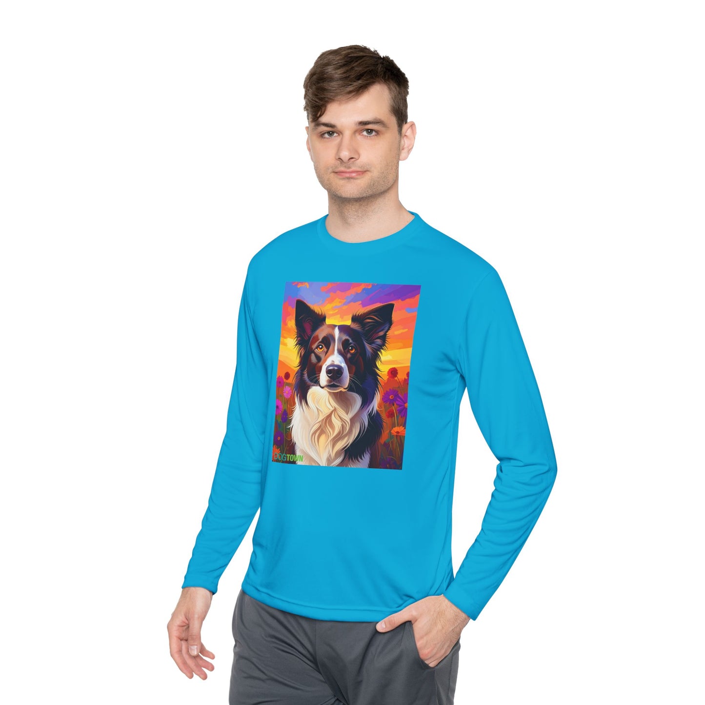 Pup Art Canvas Sport Long Sleeve Tee (Border Collie)