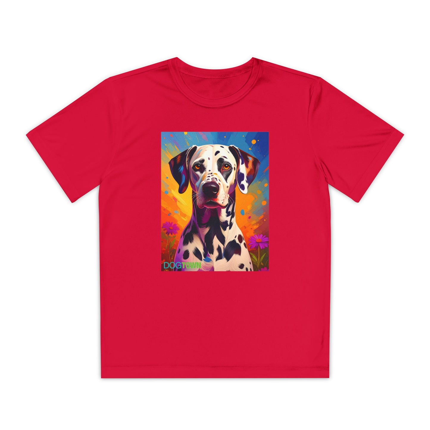Pup Art Canvas - Kid's Sport Short Sleeve Tee (Dalmatian)