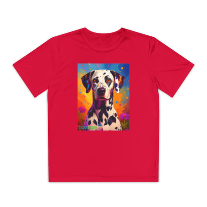 Pup Art Canvas - Kid's Sport Short Sleeve Tee (Dalmatian)