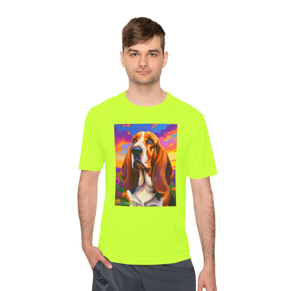 Pup Art Canvas Unisex Moisture Wicking Tee (Basset Hound)