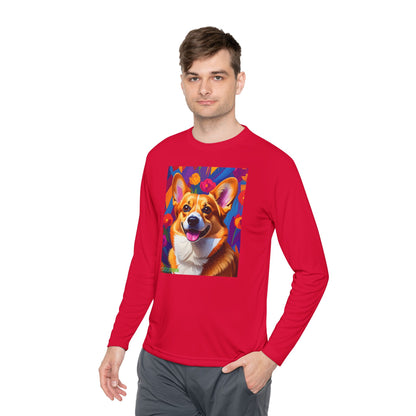 Pup Art Canvas Sport Long Sleeve Tee (Corgi)
