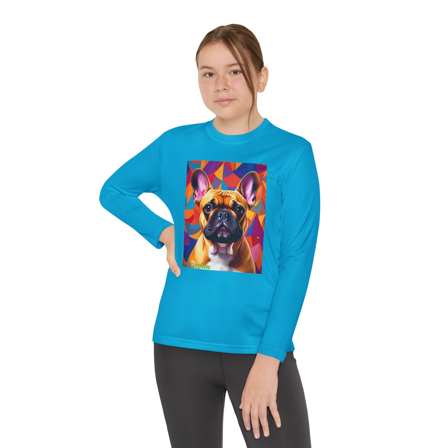 Pup Art Canvas - Kid's Sport Long Sleeve Tee (French Bulldog)