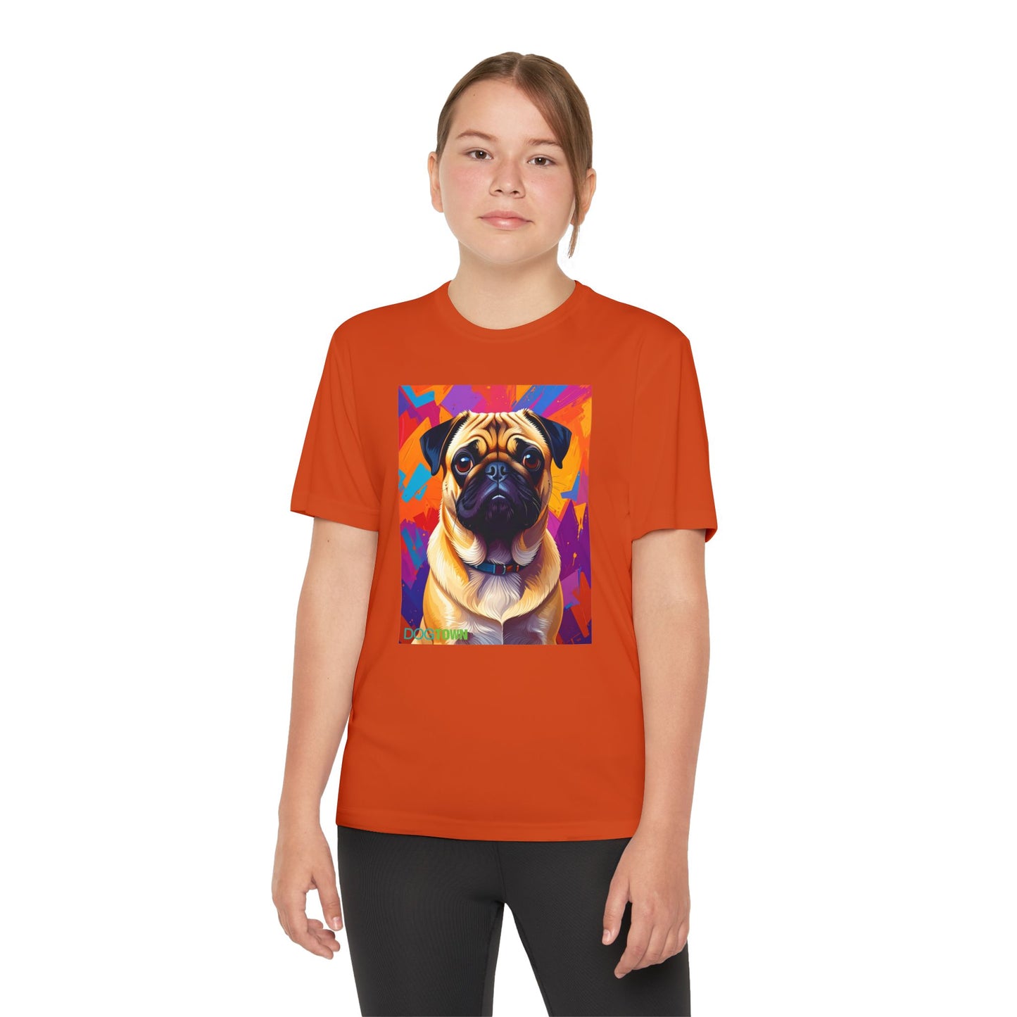 Pup Art Canvas - Kid's Sport Short Sleeve Tee (Pug)