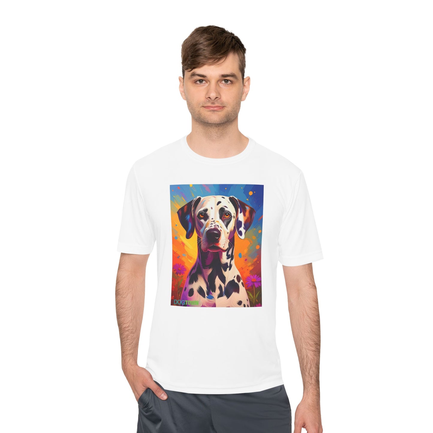 Pup Art Canvas Unisex Moisture Wicking Tee (Dalmation)