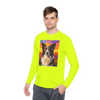 Pup Art Canvas Sport Long Sleeve Tee (Border Collie)