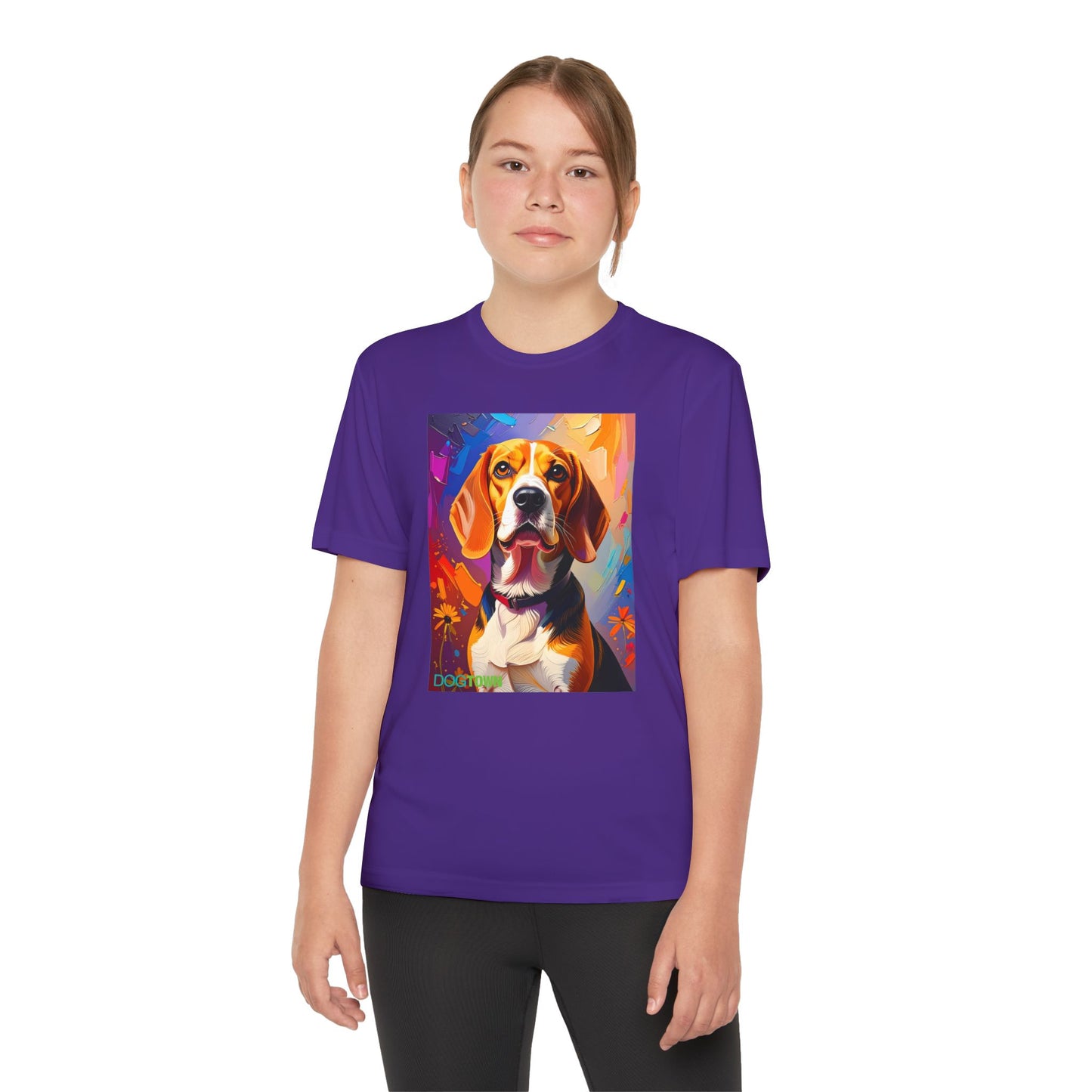 Pup Art Canvas - Kid's Sport Short Sleeve Tee (Beagle)