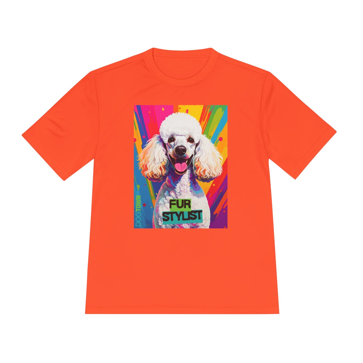 Dogtown Fur Stylist Groomer Short Sleeve Shirt (Colorful with White Poodle)