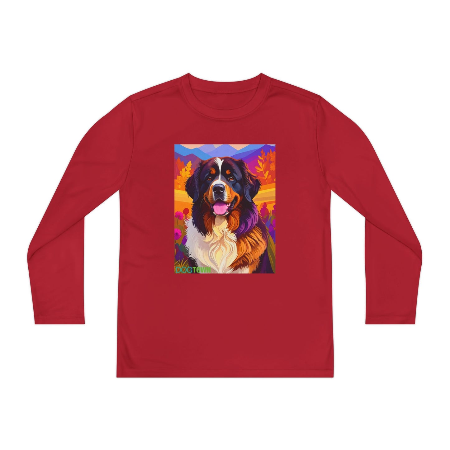 Pup Art Canvas - Kid's Sport Long Sleeve Tee (Bernese Mountain Dog)