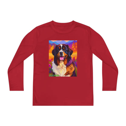 Pup Art Canvas - Kid's Sport Long Sleeve Tee (Bernese Mountain Dog)