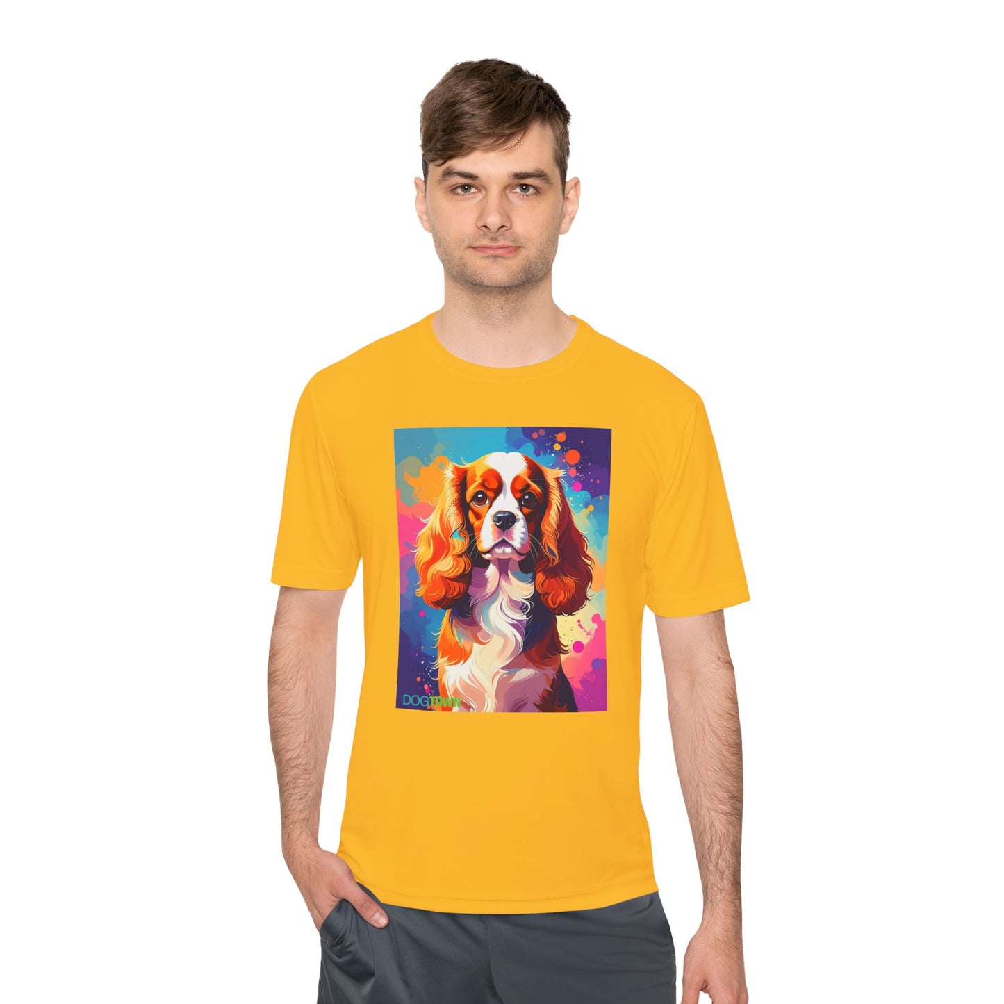 Pup Art Canvas Unisex Moisture Wicking Tee (Cavalier King Charles Spaniel)
