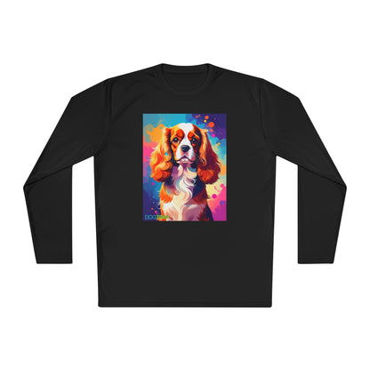 Pup Art Canvas Sport Long Sleeve Tee (Cavalier King Charles Spaniel)
