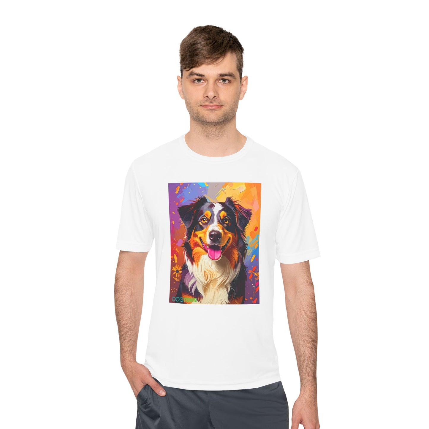 Pup Art Canvas Unisex Moisture Wicking Tee (Australian Shepherd)