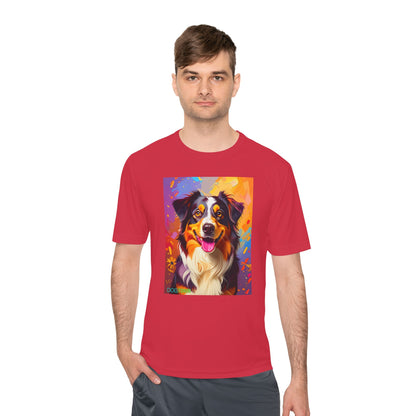 Pup Art Canvas Unisex Moisture Wicking Tee (Australian Shepherd)