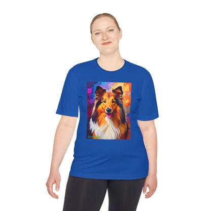 Pup Art Canvas Unisex Moisture Wicking Tee (Shetland Sheepdog (Sheltie))