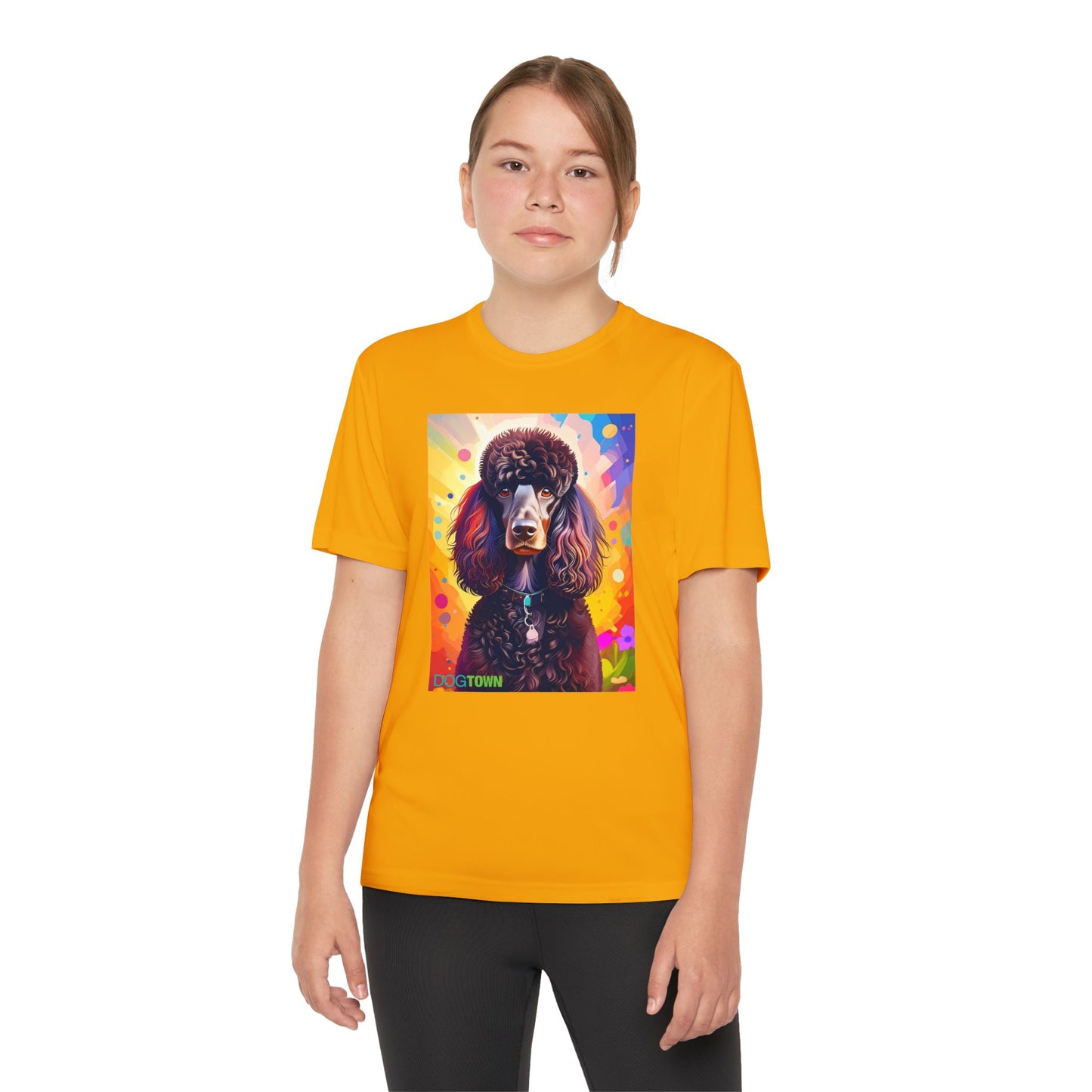 Pup Art Canvas - Kid's Sport Short Sleeve Tee (Standard Poodle)