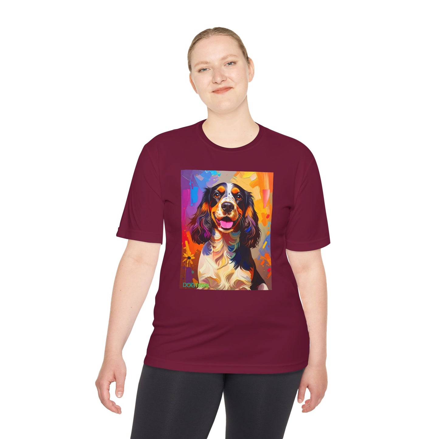 Pup Art Canvas Unisex Moisture Wicking Tee (English Springer Spaniel - 1)