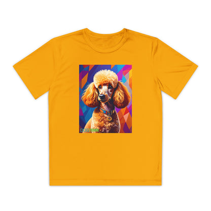 Pup Art Canvas - Kid's Sport Short Sleeve Tee (Toy Poodle)