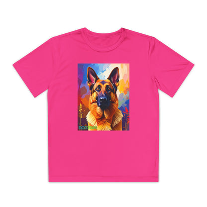 Pup Art Canvas - Kid's Sport Short Sleeve Tee (German Shepherd)