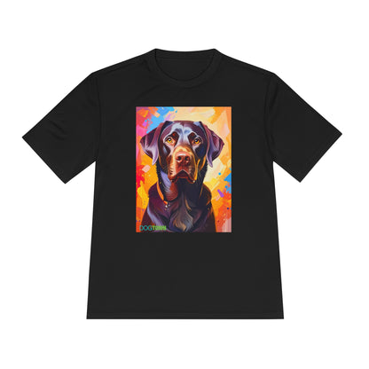 Pup Art Canvas Unisex Moisture Wicking Tee (Chocolate Lab)