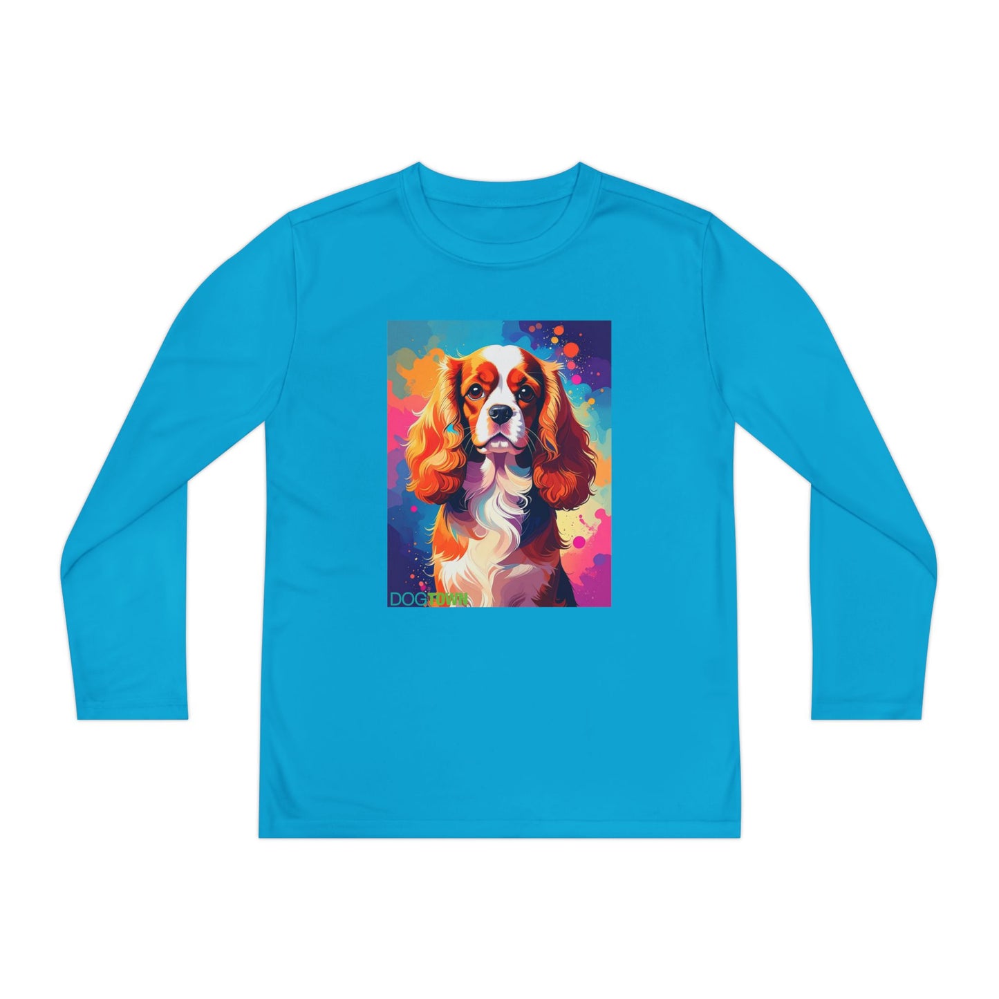 Pup Art Canvas - Kid's Sport Long Sleeve Tee (Cavalier King Charles Spaniel)