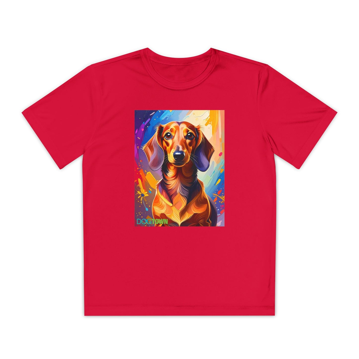 Pup Art Canvas - Kid's Sport Short Sleeve Tee (Dachshund)