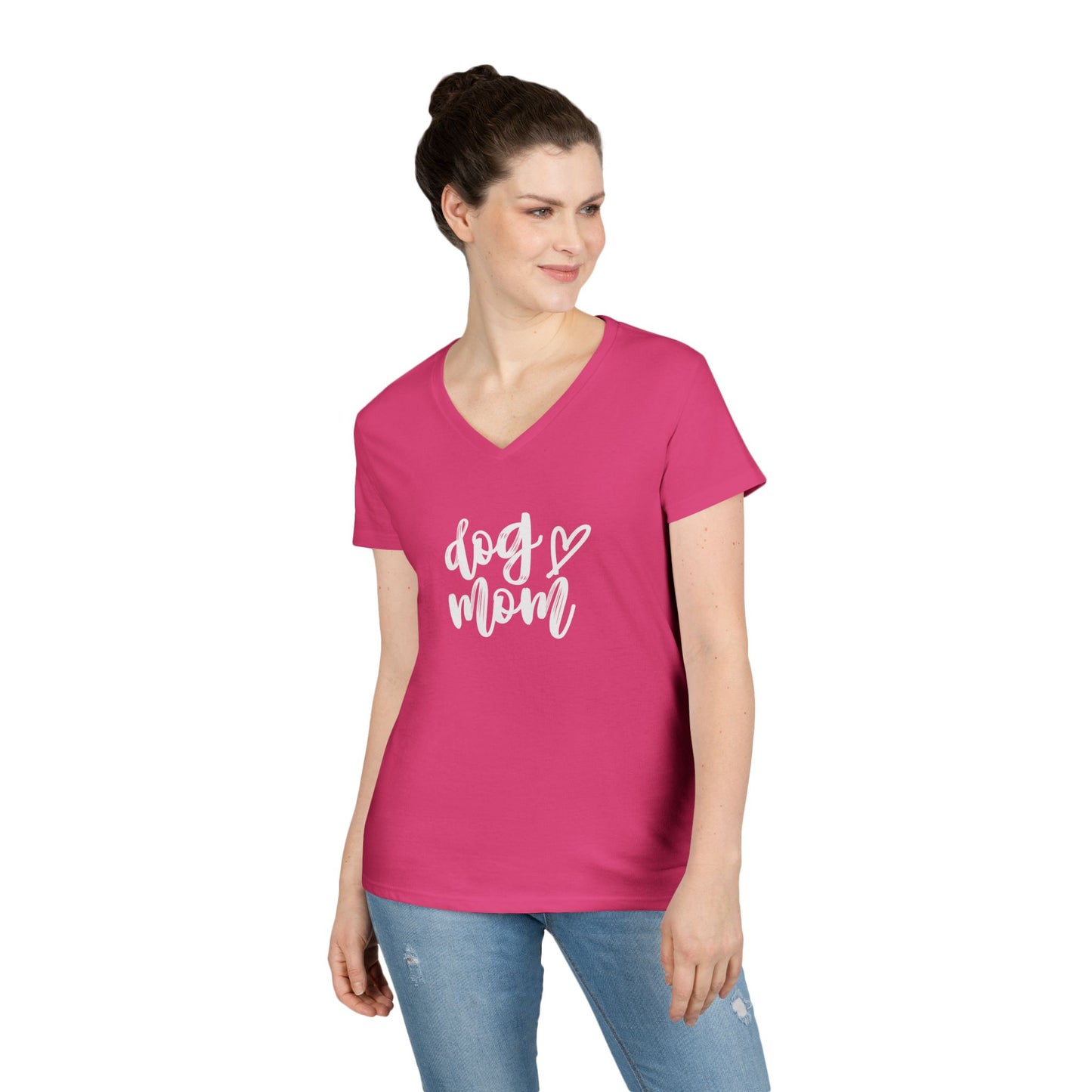 Dog Mom V-Neck T-Shirt, Cute Pet Lover Gift, Dog Lover Tee, Canine Mom Shirt, Casual Dog Apparel