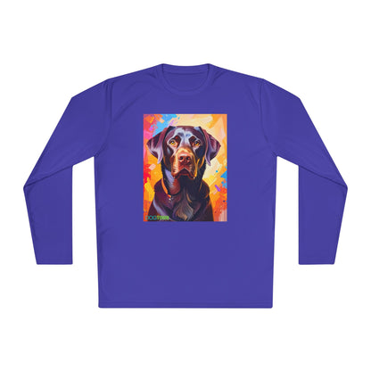 Pup Art Canvas Sport Long Sleeve Tee (Chocolate Lab)