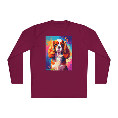 Pup Art Canvas Sport Long Sleeve Tee (Cavalier King Charles Spaniel)
