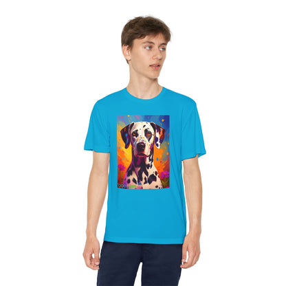 Pup Art Canvas - Kid's Sport Short Sleeve Tee (Dalmatian)